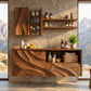 Floating Solid Wood Bathroom Vanity with Layered Organic Relief – Sculptural Wall-Mounted Cabinet