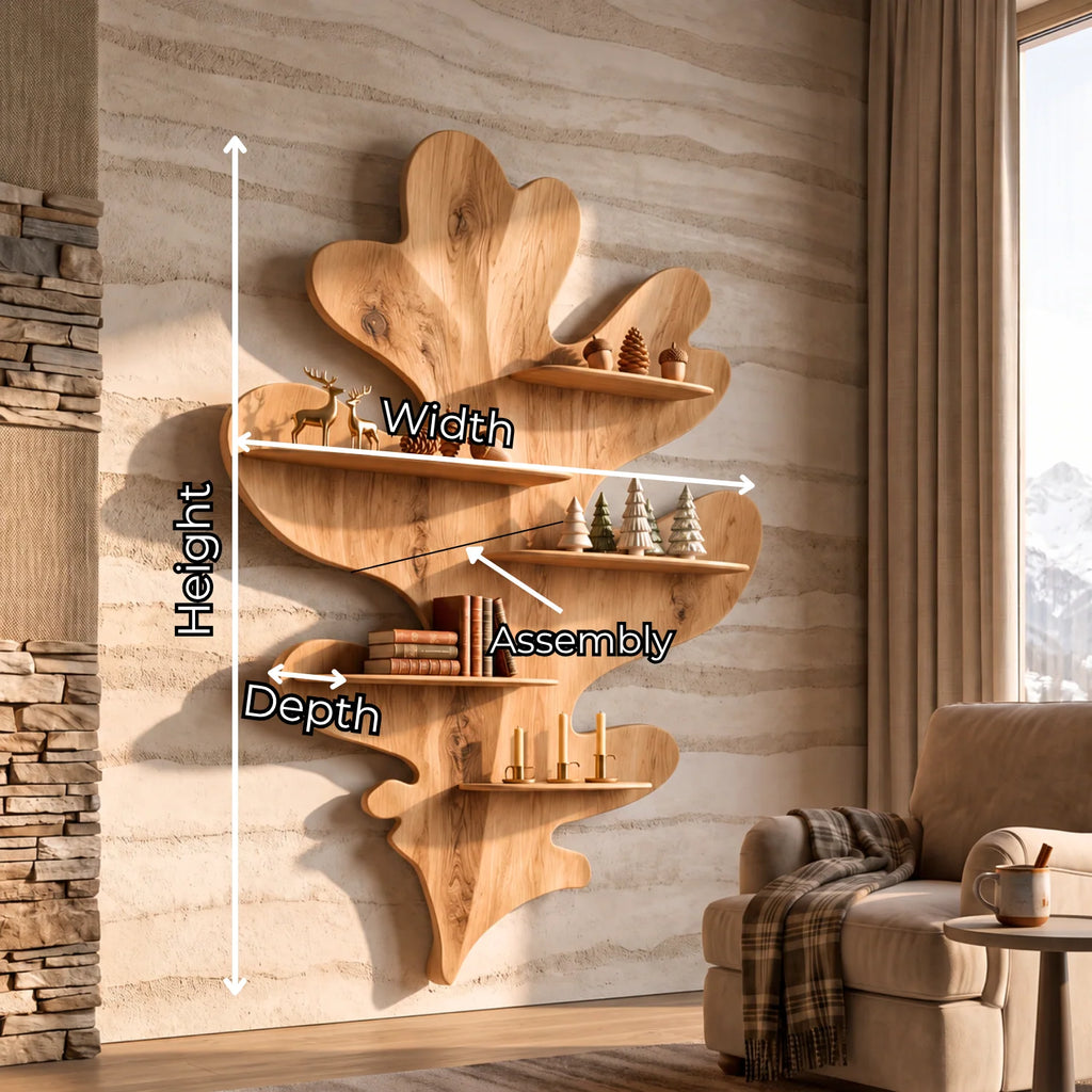 Sculptural Leaf Solid Wood Wall Display Shelf