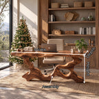 Live Edge Solid Wood Executive Desk with Sculptural Root-Style Frame – Luxury Office Furniture