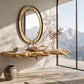 Solid Wood Floating Bathroom Vanity Shelf with Sculptural Live Edge – Modern Organic Wall Shelf
