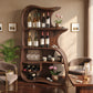 Solid Wood Wine Cabinet with Organic Open Shelves for Dining Room