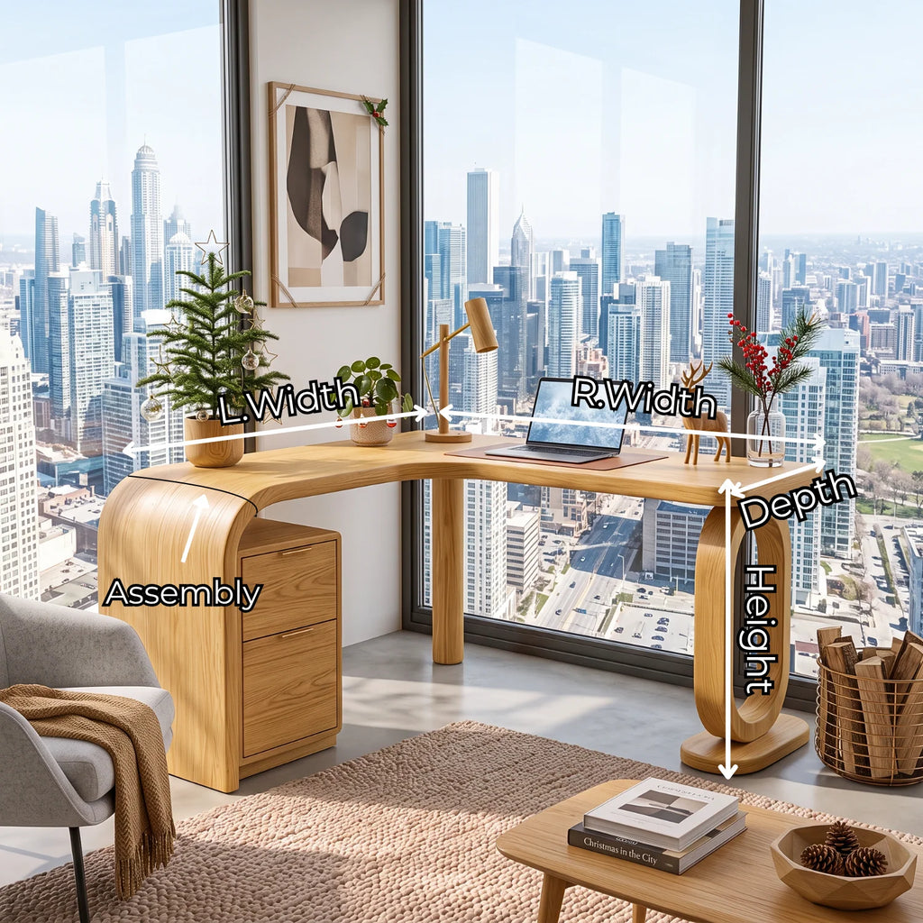 Handcrafted Solid Wood Desk with Loop Leg and Drawers