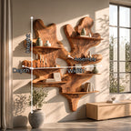 Organic Leaf Sculptural Solid Wood Wall Shelf