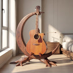 Crescent Sculptural Wooden Guitar Floor Stand