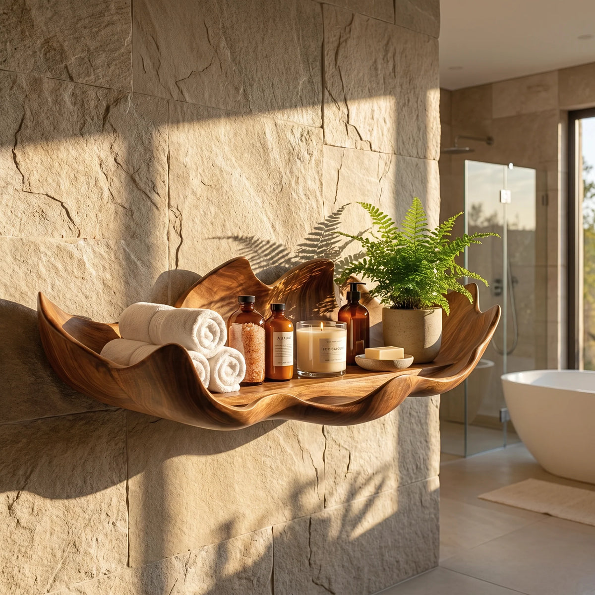 Bloom Petal Edge Solid Wood Wall Display Shelf