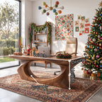 Solid Wood Executive Desk with Sculptural Loop Base