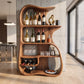 Solid Wood Wine Cabinet with Organic Open Shelves for Dining Room