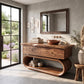 Solid Wood Bathroom Vanity with Sculptural Loop Frame Base and Drawer Storage