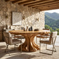 Organic Solid Wood Dining Table with Sculptural Flowing Pedestal Base