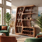 Solid Wood Wine Cabinet with Sculptural Open Shelves and Integrated Bottle Rack