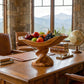 Solid Wood Boat-Shaped Fruit Bowl with Sculptural Raised Pedestal Base