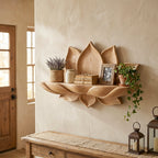 Handcrafted Lotus Petal Solid Wood Wall Shelf