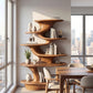 Cascade Form – Sculptural Wood Display Shelf with Tiered Platforms