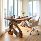 Organic Solid Wood Desk with Sculptural Loop Legs