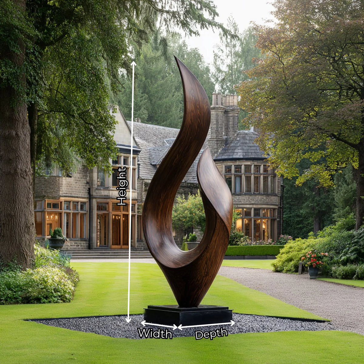 Contemporary Leaf-Shaped Solid Wood Sculpture for Garden, Landscape and Outdoor Décor