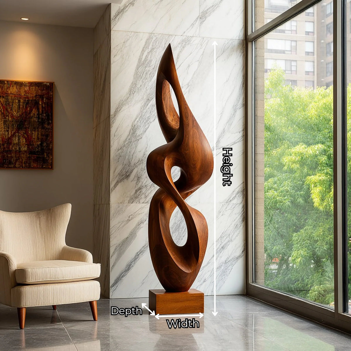 Contemporary Solid Wood Sculpture – Elegant Decorative Accent for Living Rooms and Entryways