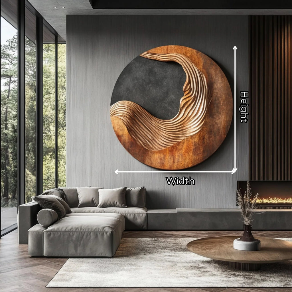 Contemporary Abstract Solid Wood Wall Sculpture – Modern Living Room Decor