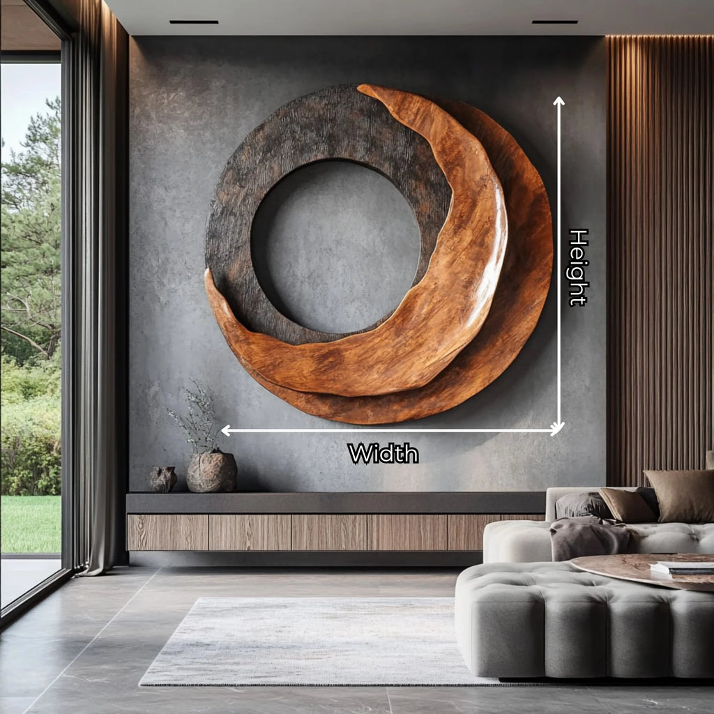 Abstract Sculpted Solid Wood Wall Art – Contemporary Living Room Feature Wall Decor