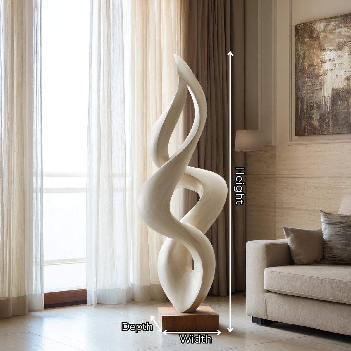 Handcrafted Abstract Twisted Wood Sculpture – Contemporary Solid Wood Art for Modern Home Décor