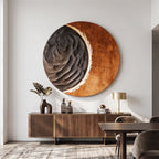 Contemporary Round Solid Wood Wall Sculpture – Modern Living Room Decor