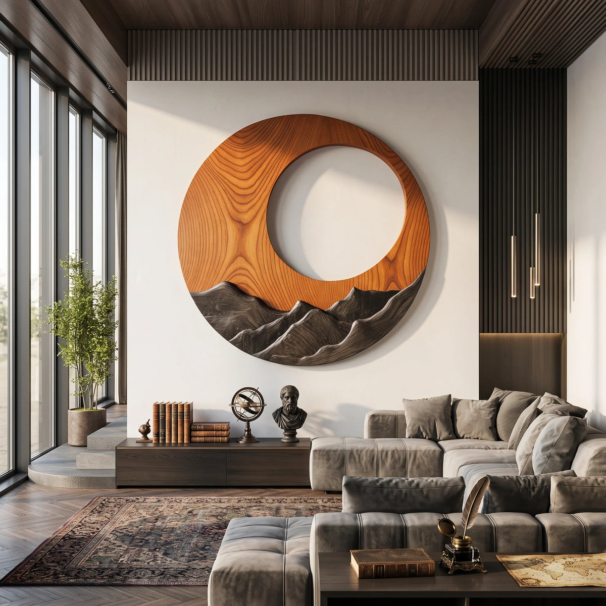Circular Flow – Handcrafted Solid Wood Wall Sculpture with Abstract Wave Design