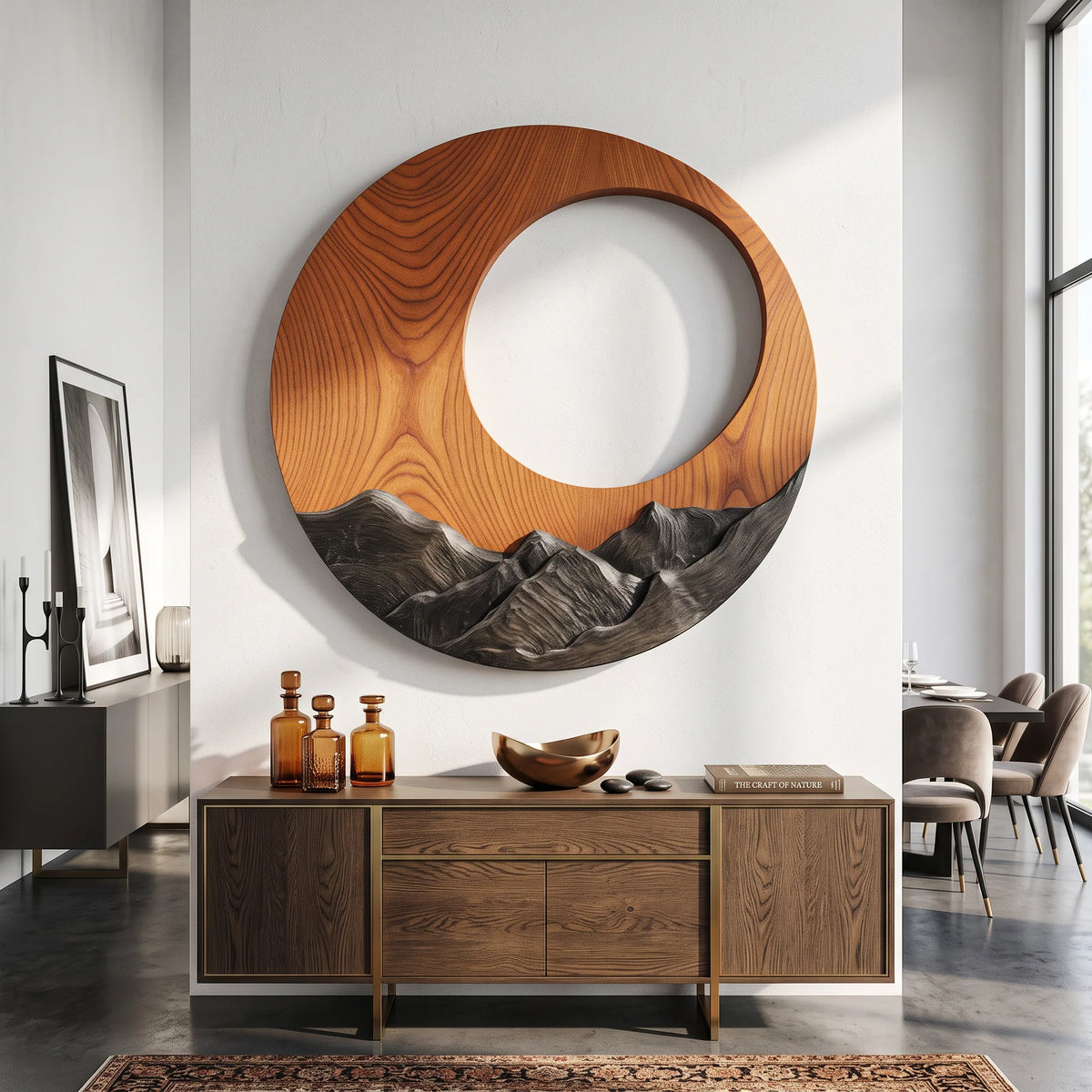 Circular Flow – Handcrafted Solid Wood Wall Sculpture with Abstract Wave Design