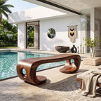 Sculptural Solid Wood Bench with Artistic Loop Base and Organic Flowing Seat