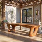 Sculptural Solid Wood Bench with Artistic Loop Base and Organic Live Edge Seat