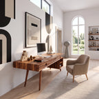 Modern Solid Wood Desk with Drawers and Open Shelf