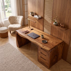 Organic Waterfall Solid Wood Desk with Three Drawers
