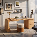 Organic Waterfall Solid Wood Desk with Three Drawers