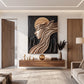 Moonlit Reverie Solid Wood Wall Art with Flowing Hair and Forest Landscape