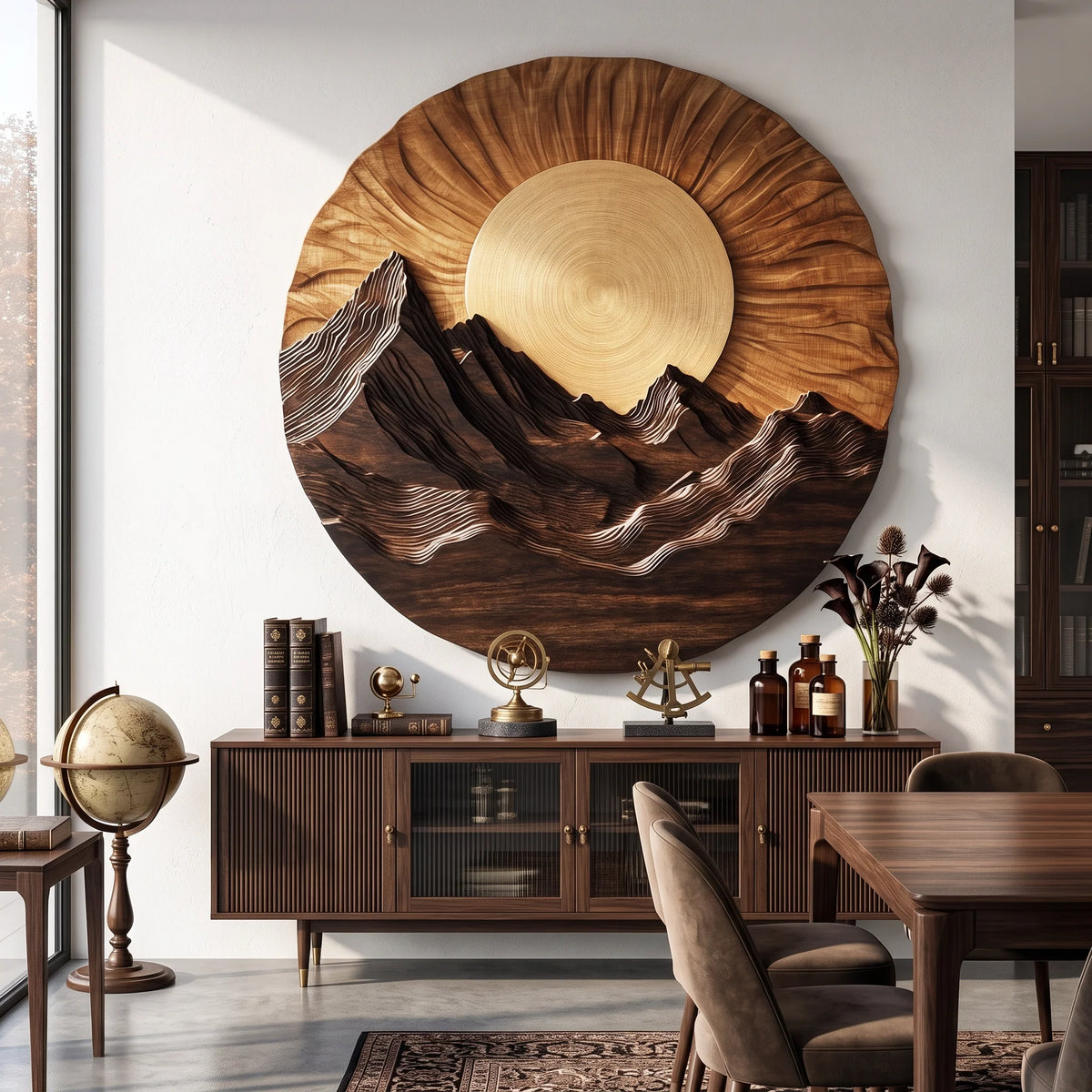 Mountain Wooden Wall Sculpture for Modern Nature-Inspired Home Decor