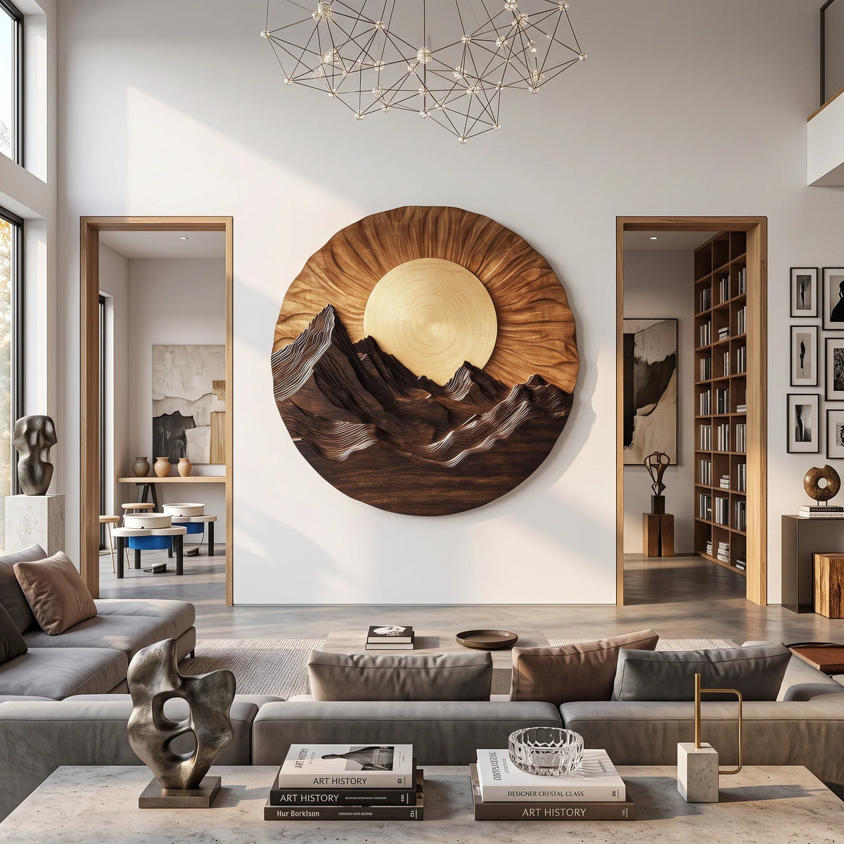 Mountain Wooden Wall Sculpture for Modern Nature-Inspired Home Decor