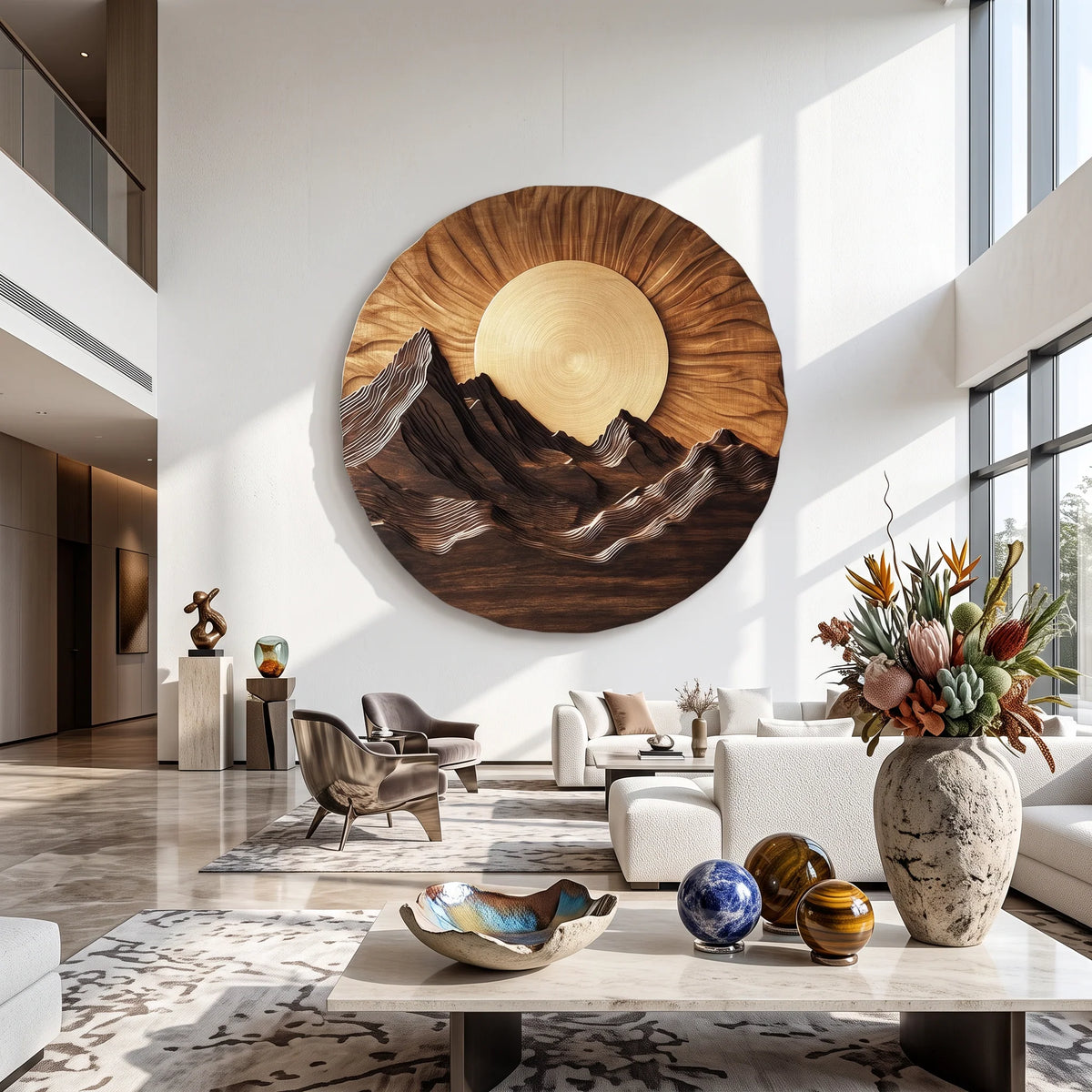 Mountain Wooden Wall Sculpture for Modern Nature-Inspired Home Decor