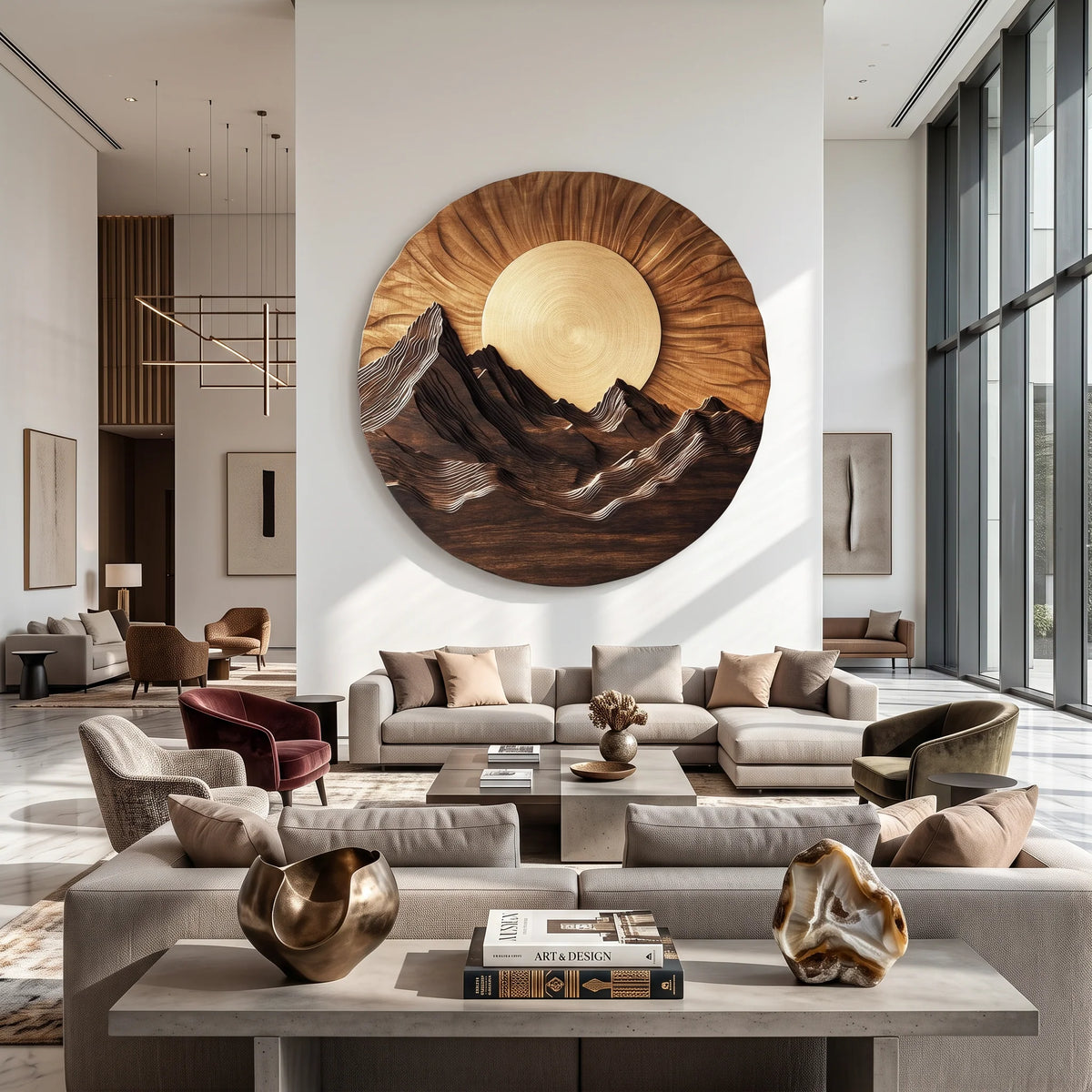 Mountain Wooden Wall Sculpture for Modern Nature-Inspired Home Decor