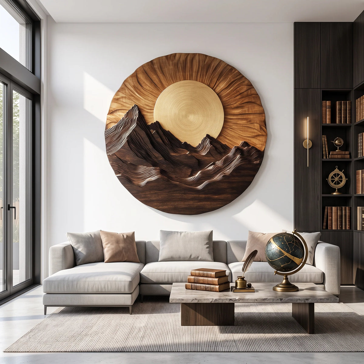 Mountain Wooden Wall Sculpture for Modern Nature-Inspired Home Decor