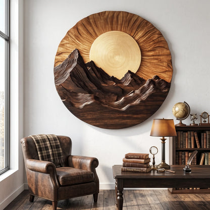 Mountain Wooden Wall Sculpture for Modern Nature-Inspired Home Decor