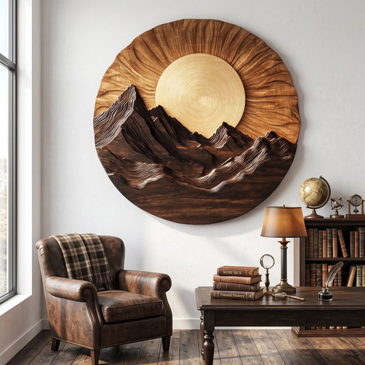Mountain Wooden Wall Sculpture for Modern Nature-Inspired Home Decor