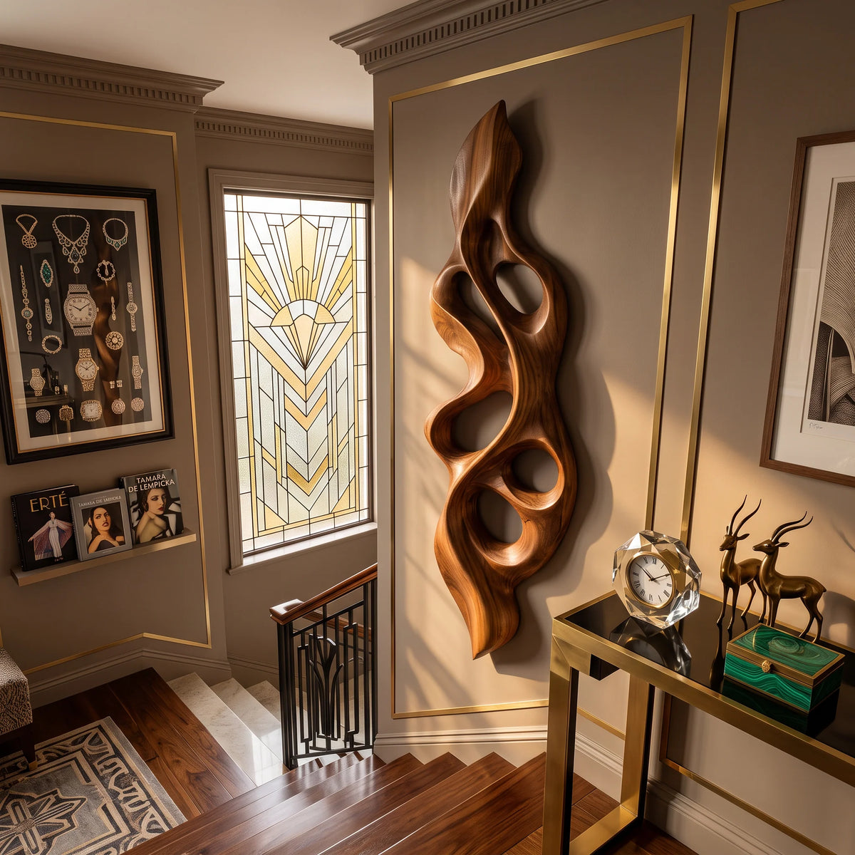 Vertical Flame – Abstract Wooden Wall Sculpture with Organic Openings