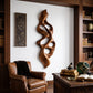 Vertical Flame – Abstract Wooden Wall Sculpture with Organic Openings