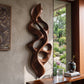 Vertical Flame – Abstract Wooden Wall Sculpture with Organic Openings