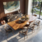 Organic Solid Wood Dining Table with Sculptural Canyon Base