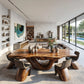 Organic Solid Wood Dining Table with Sculptural Canyon Base