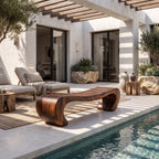 Sculptural Solid Wood Bench with Waterfall Base and Organic Flowing Seat