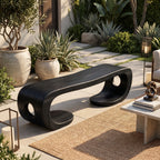 Sculptural Solid Wood Bench with Artistic Loop Base and Organic Flowing Seat