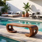 Sculptural Solid Wood Bench with Artistic Loop Base and Organic Flowing Seat