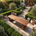 Sculptural Solid Wood Bench with Artistic Loop Base and Organic Live Edge Seat