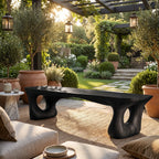 Sculptural Solid Wood Bench with Artistic Loop Base and Organic Live Edge Seat