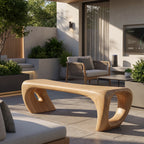 Sculptural Solid Wood Bench with Loop-Inspired Base and Organic Live Edge Seat
